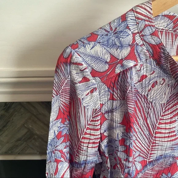 NWOT Tropical KIM ROGERS Roll Tab POPOVER Palm FLORAL BLOUSE Shirt TUNIC Top S - Picture 5 of 12